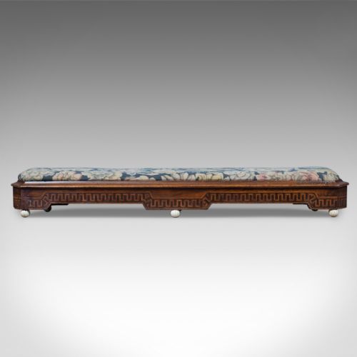 fig 1. Antique, Carriage Stool, Long, Victorian, Footrest, Walnut, Needlepoint c1860