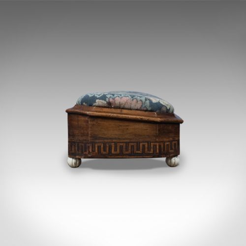 fig 2. Antique, Carriage Stool, Long, Victorian, Footrest, Walnut, Needlepoint c1860
