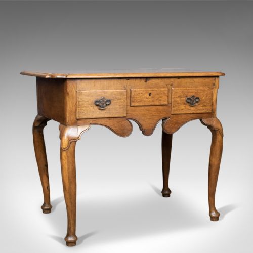 Antique Lowboy, English, Late Victorian, Oak Table, Circa 1900