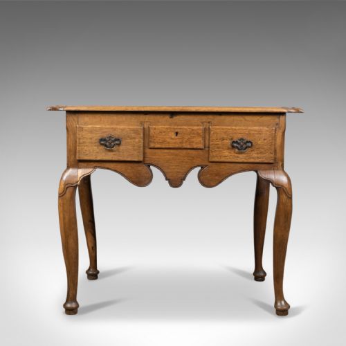 fig 1. Antique Lowboy, English, Late Victorian, Oak Table, Circa 1900