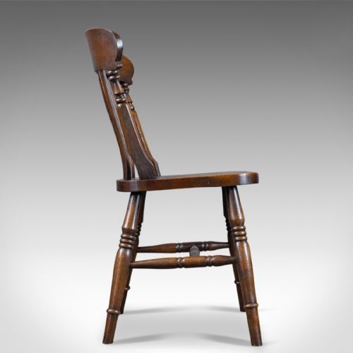 fig 2. Set of Four Antique Station Chairs, English, Oak, Windsor, Dining, Circa 1890