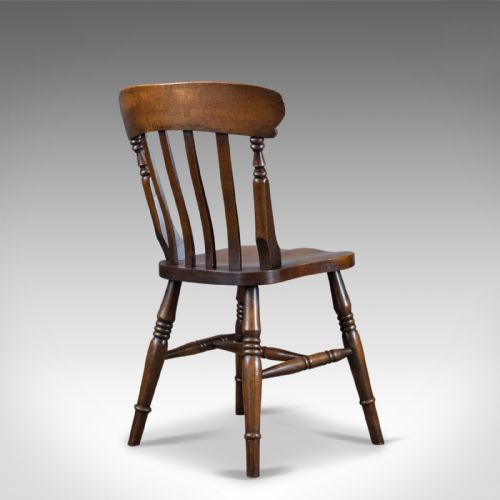 fig 3. Set of Four Antique Station Chairs, English, Oak, Windsor, Dining, Circa 1890