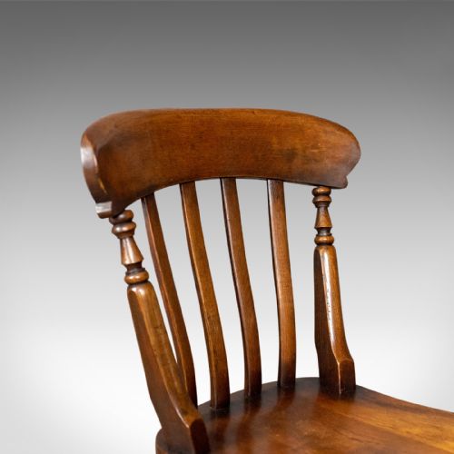 fig 4. Set of Four Antique Station Chairs, English, Oak, Windsor, Dining, Circa 1890