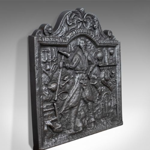 fig 1. Antique Fire Back, English, Victorian, Cast Iron, Plate, 19th Century Circa 1900