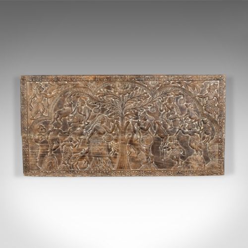 Large 6 Foot Antique Carved Panel, Indian, Decorative Art, Victorian, Circa 1900