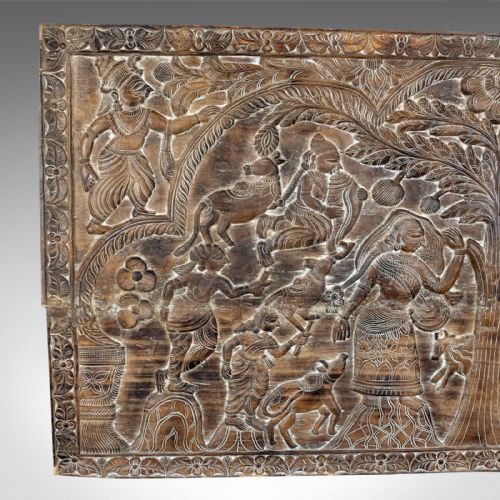fig 2. Large 6 Foot Antique Carved Panel, Indian, Decorative Art, Victorian, Circa 1900