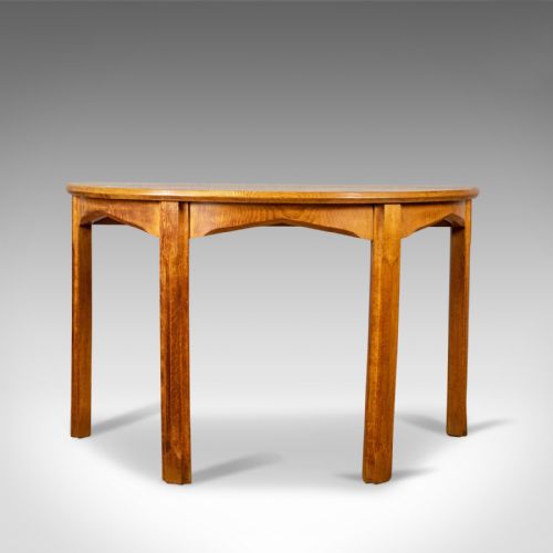 Antique Console Table, Cotswold Demi-lune, Gothic Ecclesiastical Overtones C1910