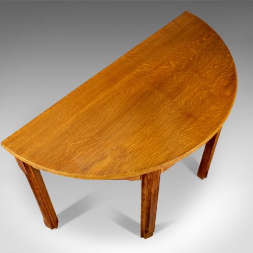 fig 2. Antique Console Table, Cotswold Demi-Lune, Gothic Ecclesiastical Overtones c1910