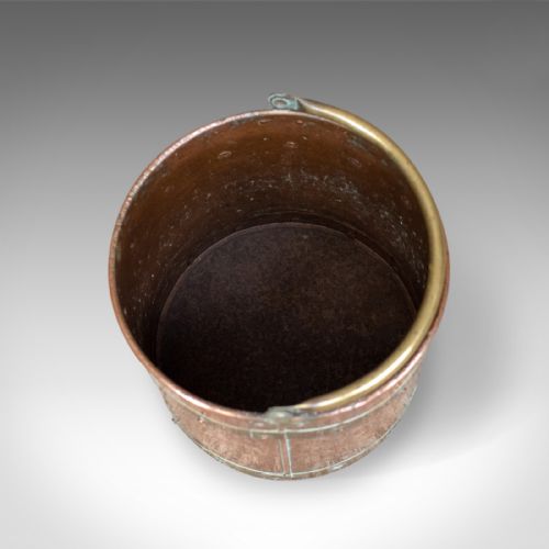 ANTIQUE COPPER COAL BIN ENGLISH VICTORIAN FIRESIDE SCUTTLE BUCKET CIRCA 1890 - ADDITIONAL PHOTO 3