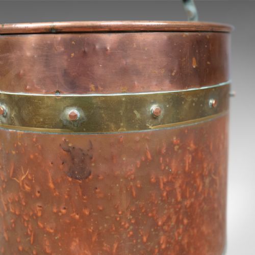 ANTIQUE COPPER COAL BIN ENGLISH VICTORIAN FIRESIDE SCUTTLE BUCKET CIRCA 1890 - ADDITIONAL PHOTO 4