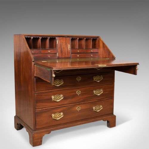 Antique Bureau, Mahogany, English, Georgian, Generous Desk Space, Circa 1800