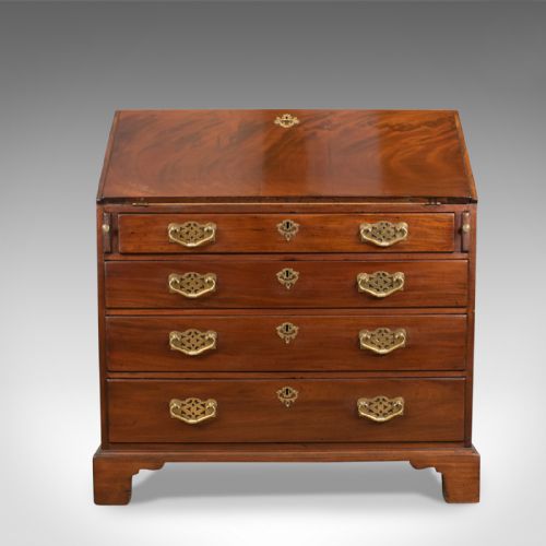 fig 2. Antique Bureau, Mahogany, English, Georgian, Generous Desk Space, Circa 1800