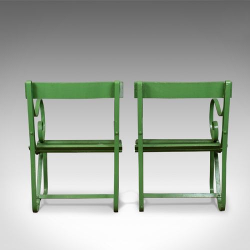 fig 3. Pair of Antique Garden Chairs, Painted, English Victorian, Iron, Hardwood c1880
