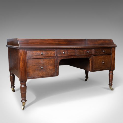 Antique Desk, Large, English, William Iv, Mahogany, Kneehole, Circa 1835
