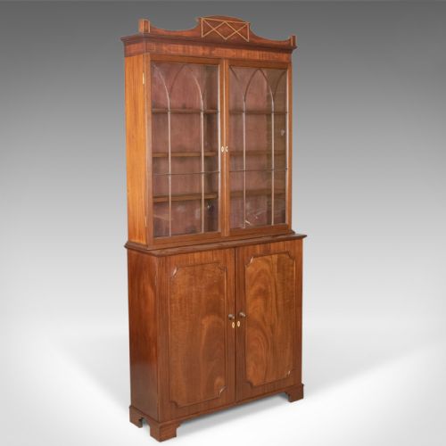 Antique Bookcase, English, Victorian, Mahogany, Display Cabinet, Circa 1900