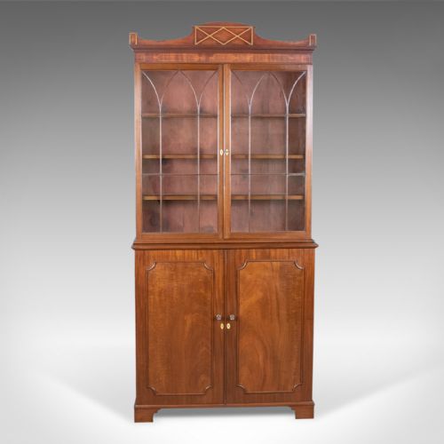 fig 1. Antique Bookcase, English, Victorian, Mahogany, Display Cabinet, Circa 1900
