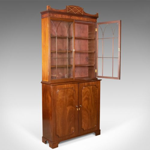 fig 4. Antique Bookcase, English, Victorian, Mahogany, Display Cabinet, Circa 1900