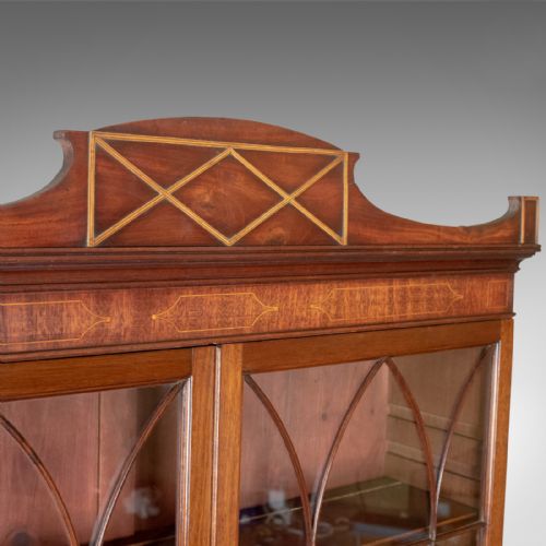 fig 5. Antique Bookcase, English, Victorian, Mahogany, Display Cabinet, Circa 1900