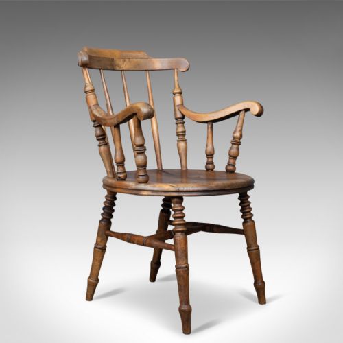 Antique Elbow Chair, English, Victorian, Country Kitchen, Armchair, Circa 1900