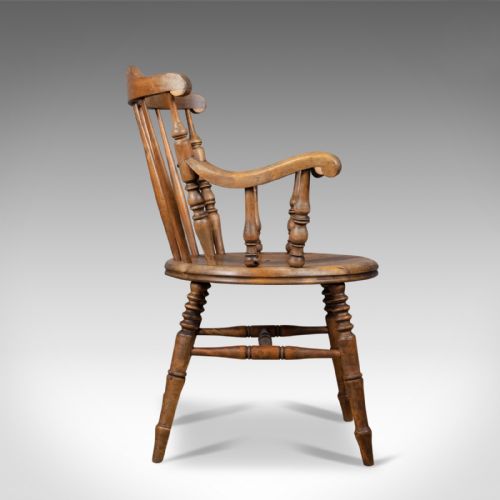 fig 2. Antique Elbow Chair, English, Victorian, Country Kitchen, Armchair, Circa 1900