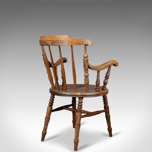fig 3. Antique Elbow Chair, English, Victorian, Country Kitchen, Armchair, Circa 1900