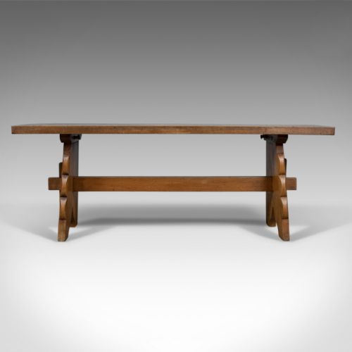 fig 1. Arts & Crafts Oak Bench, English, Early 20th Century, Two Seat Form