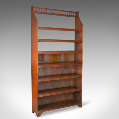Antique Open Bookcase, Tall, English, Walnut, Book Shelves, Edwardian Circa 1910