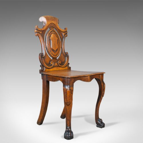 Antique Hall Chair, Scottish, Victorian, Oak, Side, 19th Century, Circa 1870