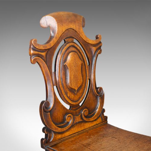 fig 4. Antique Hall Chair, Scottish, Victorian, Oak, Side, 19th Century, Circa 1870
