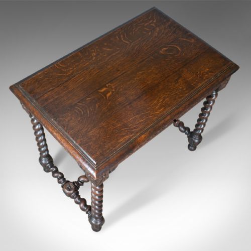 fig 4. Antique Table, Scottish, Oak, Carved, Barley Twist, Side, Circa 1880