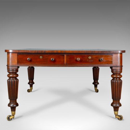 fig 1. Antique Library Table, English, William IV, Mahogany, Cartographers, Circa 1835