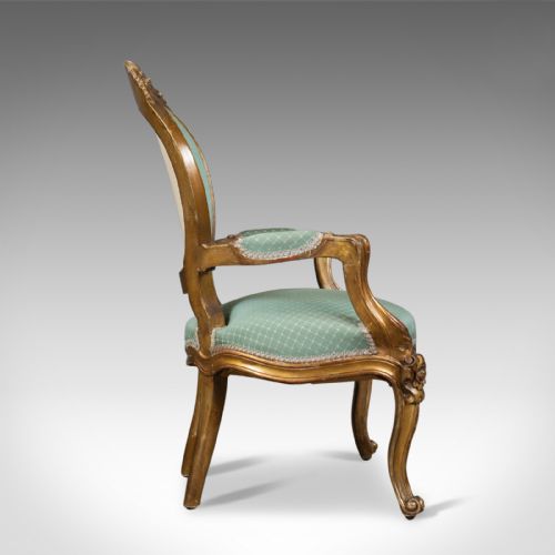 fig 2. Pair of Antique, Louis XV Revival, Open Armchairs. French, Giltwood, Circa 1900