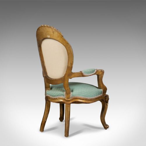fig 3. Pair of Antique, Louis XV Revival, Open Armchairs. French, Giltwood, Circa 1900