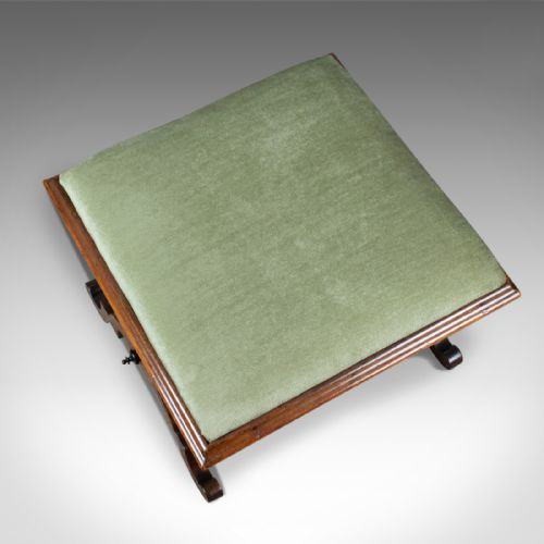 fig 4. Antique Dressing Stool, Rosewood, Olive Green Cloth, English, Regency, c. 1820