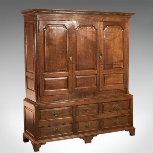 Antique Georgian Press Cupboard, English Oak, Circa 1800