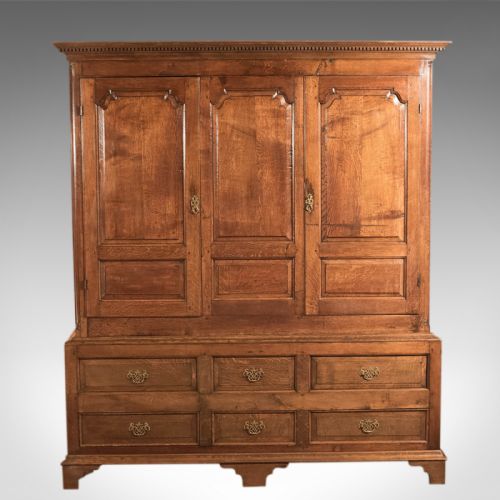 fig 1. Antique Georgian Press Cupboard, English Oak, circa 1800