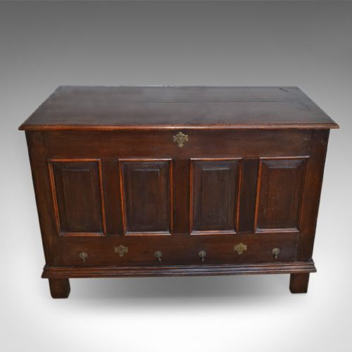 fig 1. Antique Mule Chest, English, Oak, Trunk, Georgian, Circa 1800