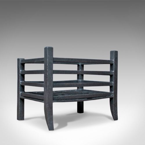 Small Antique Fire Basket, English, Iron, Fireplace Grate, Circa 1900