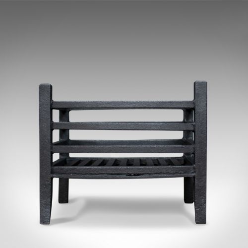 fig 1. Small Antique Fire Basket, English, Iron, Fireplace Grate, Circa 1900