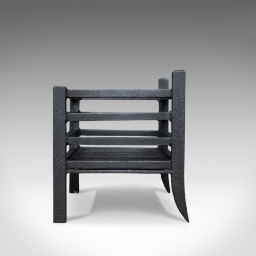 fig 2. Small Antique Fire Basket, English, Iron, Fireplace Grate, Circa 1900