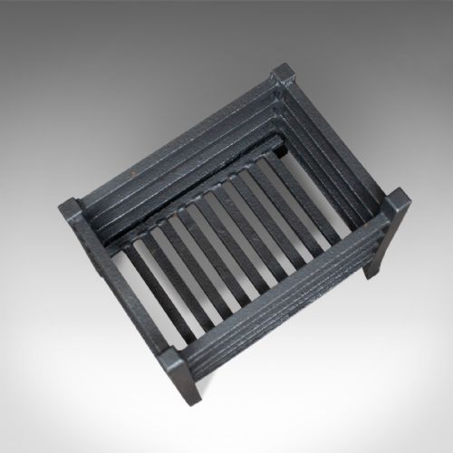 fig 3. Small Antique Fire Basket, English, Iron, Fireplace Grate, Circa 1900