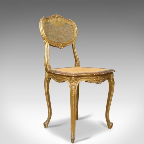 fig 1. Pair of Antique Louis XV Revival Salon Chairs, French, Giltwood, Cane, C19th, Circa 1900