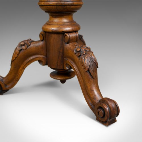 fig 2. Antique Piano Stool, Walnut, Adjustable, English, Victorian, Seat Circa 1860
