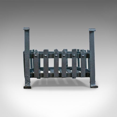 fig 1. Antique Fire Basket, Free Standing, Victorian, Fireplace, Grate, Circa 1900