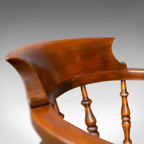 fig 3. Antique Elbow Chair, Victorian, Elm, Bow-Back, Smokers, Captains, Desk c.1880
