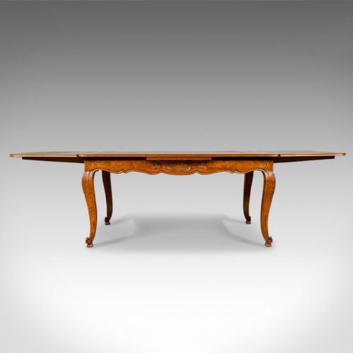 fig 2. Antique Dining Table, French, Extending, Draw Leaf, Oak Parquet, Seats Ten c1910