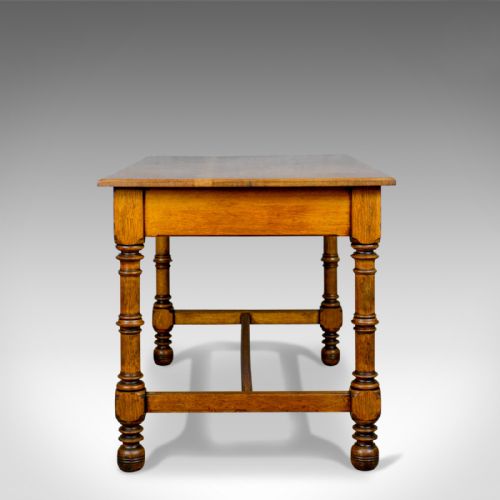 fig 2. Antique Writing Table, English, Victorian, Side, Oak, Late C19th, Circa 1870