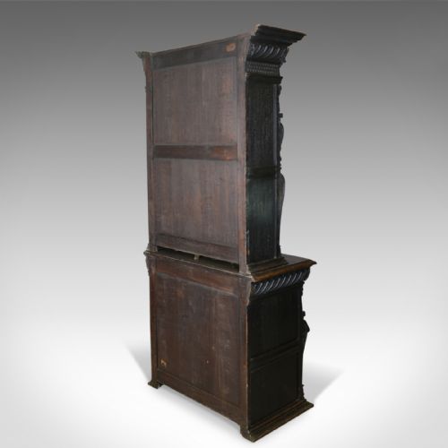 fig 3. Tall Antique Display Cabinet, Victorian, English, Oak, Cupboard, Green Man c1870