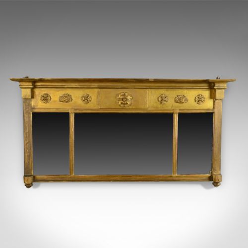 Antique Overmantel Mirror, English, Regency, Early 19th Century, Wall Circa 1820
