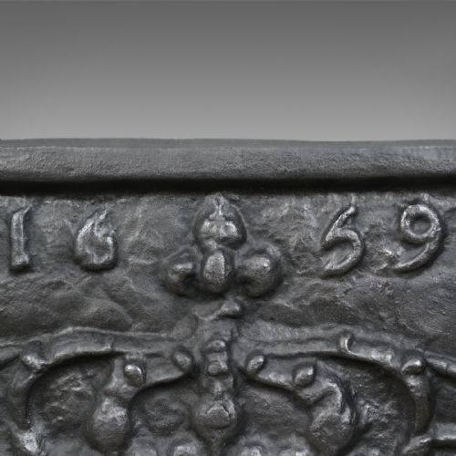 fig 2. Antique Cast Iron Fire Back, Coat of Arms, Fireplace Revival Casting, Circa 1900